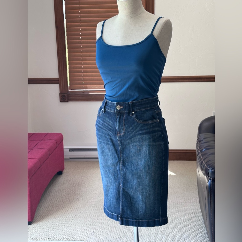 White House Black Market Blue Denim Pencil Skirt